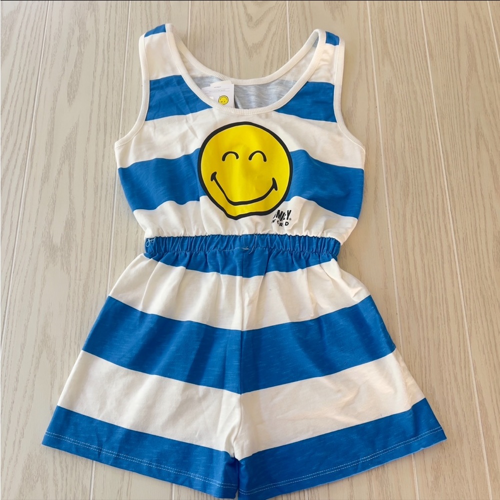 Zara Blue and White Smiley Face Romper 13/14